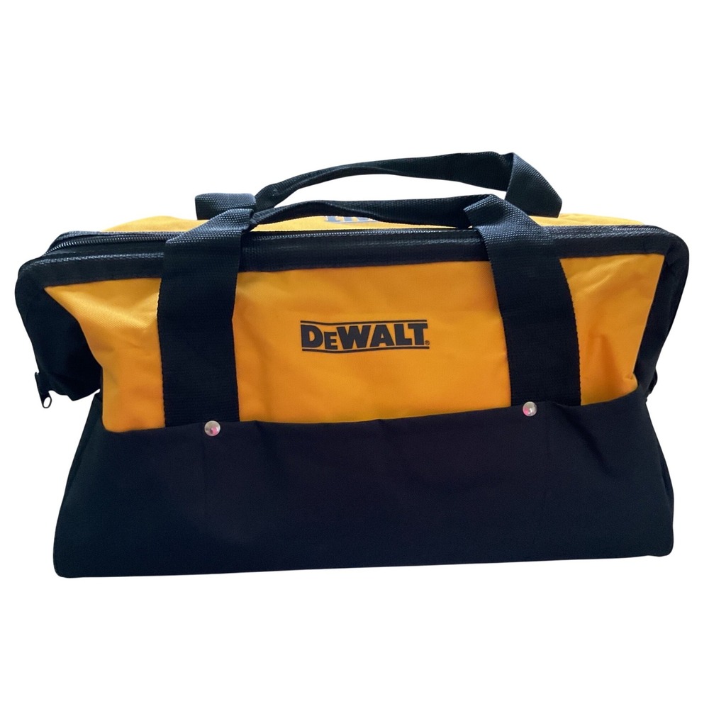 DEWALT 18 Inch Heavy Duty Canvas Tool Bag Yellow Black Wide Mouth Storage Box